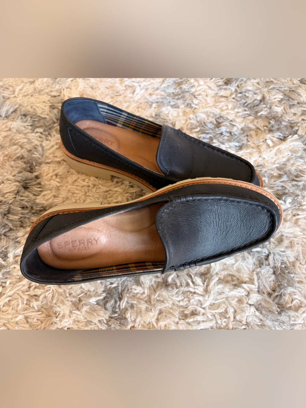 Sperry Black Slip-On Lug Sole Loafers
